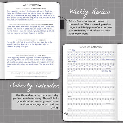 Clever Fox Addiction Recovery Journal – Addiction Treatment Planner & Workbook – Daily Sobriety Journal for Recovery Progress, A5 (Black)