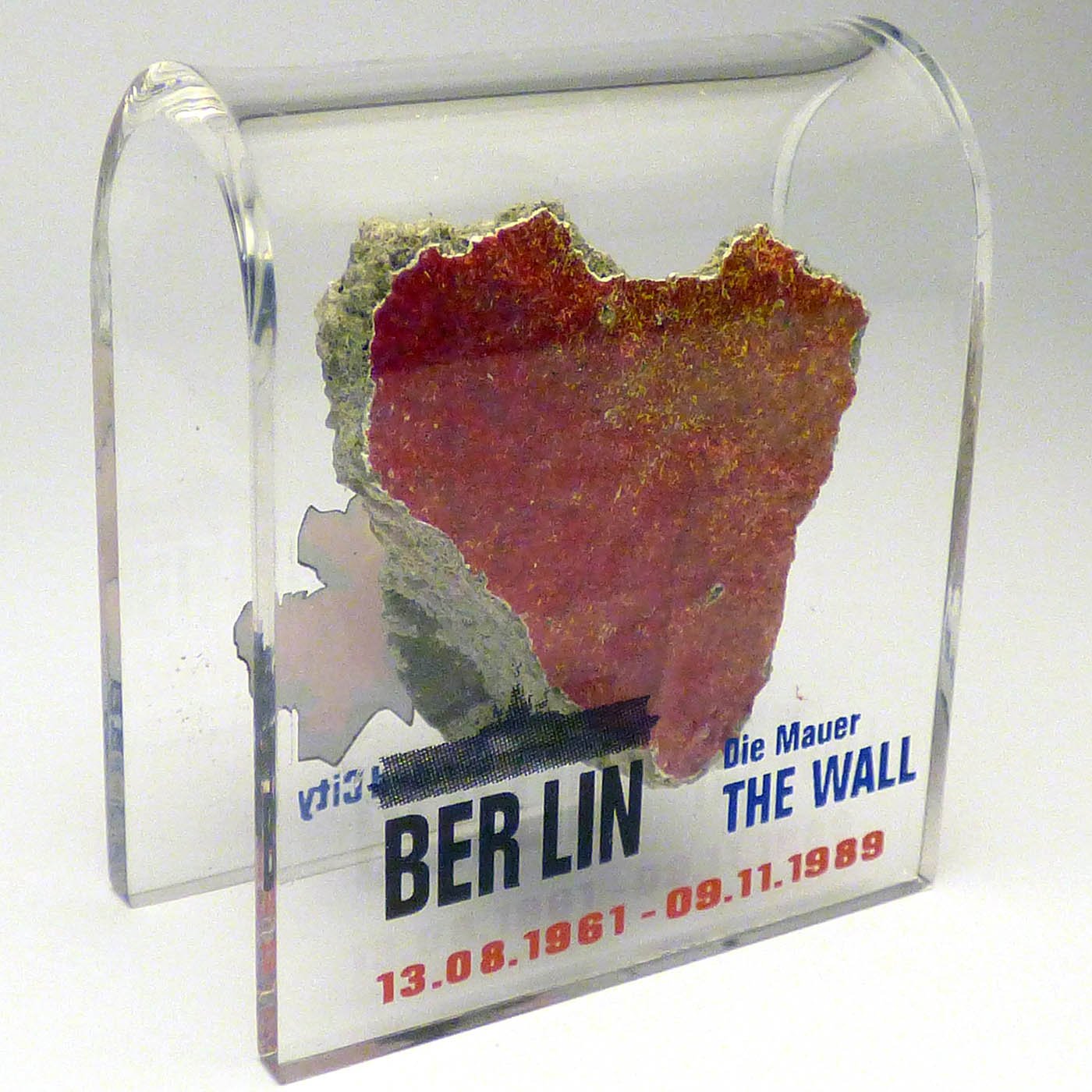 Original Piece of the Berlin Wall - Authentic Souvenir from the Real Wall in Germany Mounted in Acrylic Display (Small (2"X2"), Divided City)