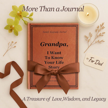 Grandpa I Want to Hear Your Life Story Journal, Leather Hardcover Book with 250+ Prompt Questions for Grandfather to Share His Love and Memories, Gifts for Grandpa Birthday Father's Day Christmas