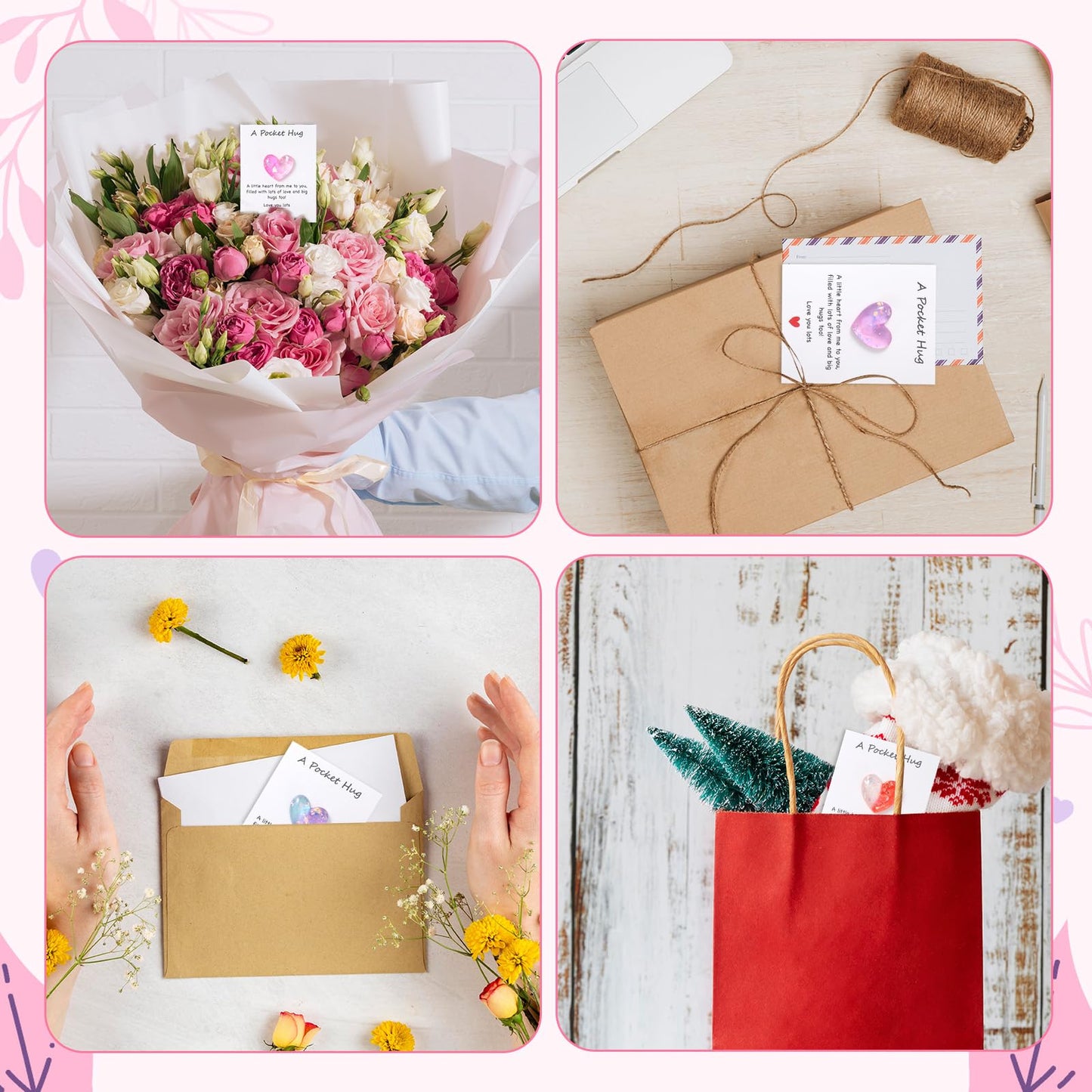 Tucnoeu 8 Pcs Pocket Hug Heart Greeting Cards, Little Heart Pocket Hug Card,Gift for Valentines Day, Keepsake Exchange Relationship Cards for Colleagues, Family, Friends