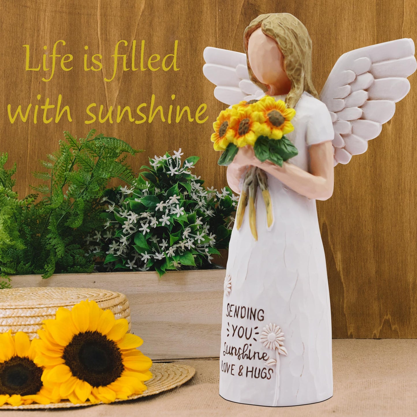 Sunflower Gifts for Women, Get Well Gifts for Women, Thinking of You Gift for Womens, Self Care Gift for Womens, Sculpted Hand-Painted Figure