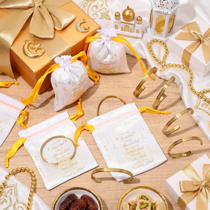 Tondiamo 15/30 Set Eid Al-adha Ayatul Kursi Bracelets Bulk Ramadan Eid Mubarak Gifts for Women Muslim Quran Allah Bangle Arabic Calligraphy Cuff Bracelet Islamic Jewelry with Bag for Party