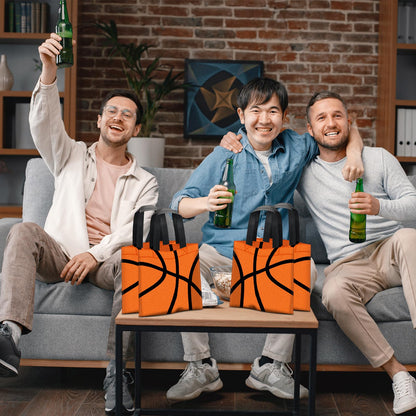 24 PCS Basketball Non-Woven Party Favor Bags with Handles Basketball Party Favor Bags Goodie Treat Candy Bag for Sports Theme Party Birthday 7.87 x 7.87 Inch