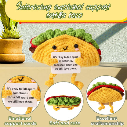 Positive Support Taco, Inspirational Crochet Taco Encouragement Knitted Potato Wool Doll Motivational Handmade Toy for Cheer Up Gift Party Decoration