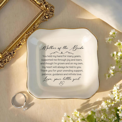 Mother of the Bride Jewelry Dish – Sentimental Wedding Gift from Daughter, Mom of the Bridal Gifts, Elegant Gift for Mother of Bride on Wedding Day