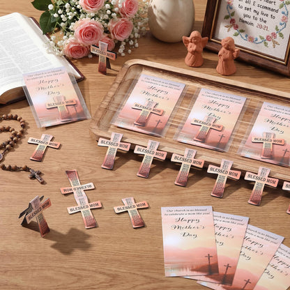 Spakon 30 Set Christian Mother's Day Gifts Religious Cross Bookmarks for Church Menbers Blessed Mom Magnet Bookmarks and Bible Verse Cards Appreciation Gifts for Book Lovers Devotional Study Guide