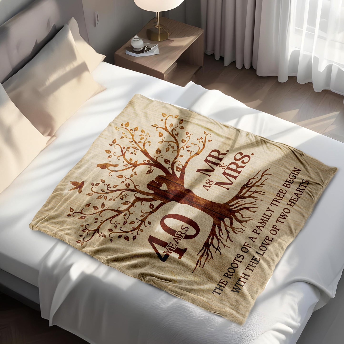 Happy 40th Anniversary Wedding Gifts, Flannel Soft Blanket Decor, 40th Anniversary Romantic Gifts for Couple Husband, Best 40 Year Wedding Anniversary Decorations - 50x60 inches