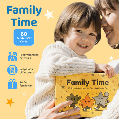 Family Time 60 Scratch-Off Activity Cards with Day & Night Markers – Fun Family Games for Kids & Parents – Screen-Free Adventure Ideas & Unique Gift for Christmas,Birthday,Stocking Stuffers & Holidays