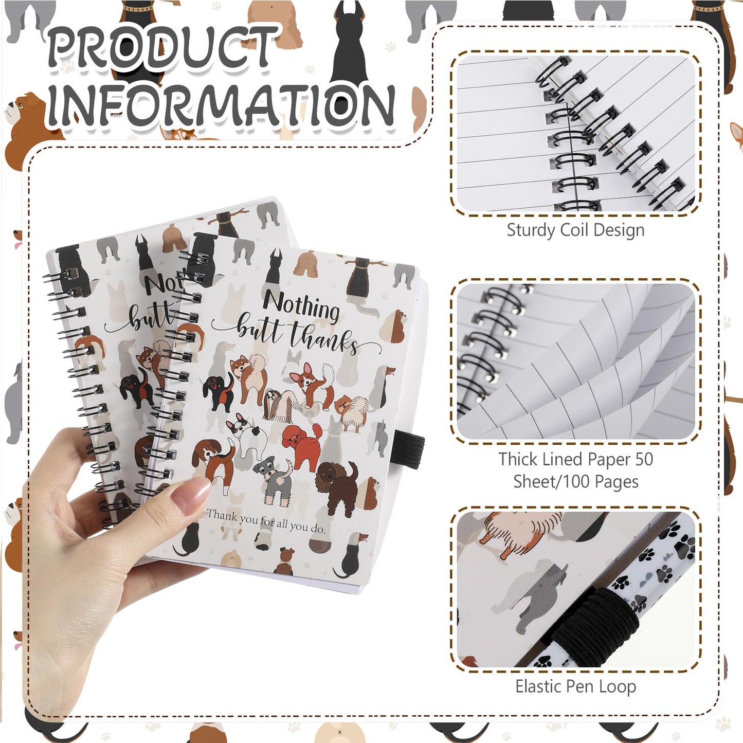 Eaasty 10 Set End of Year Vet Tech Gifts Veterinary Technician Spiral Notebooks with Paw Ballpoint Pen Vet Tech Appreciation Gift for Graduation Veterinary Assistant Nurse Doctor Dog Lover