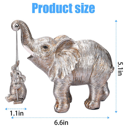 Elephant Statue. Elephant Decor Brings Good Luck, Health, Strength. Elephant Gifts for Women, Mom Gifts. Decorations Applicable Home, Office, Bookshelf TV Stand, Shelf, Living Room - Silver