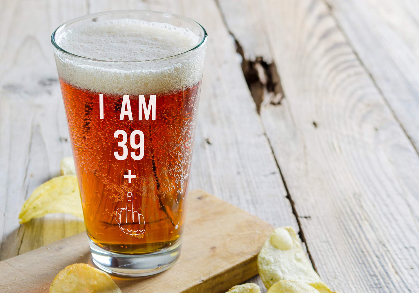 Gelid 39 + One Middle Finger 40th Birthday Gifts for Men Women Beer Glass – Funny 40 Year Old Presents - 16 oz Pint Party Decorations Supplies - Craft Beers Gift Ideas for Dad Mom Husband Wife 40 th