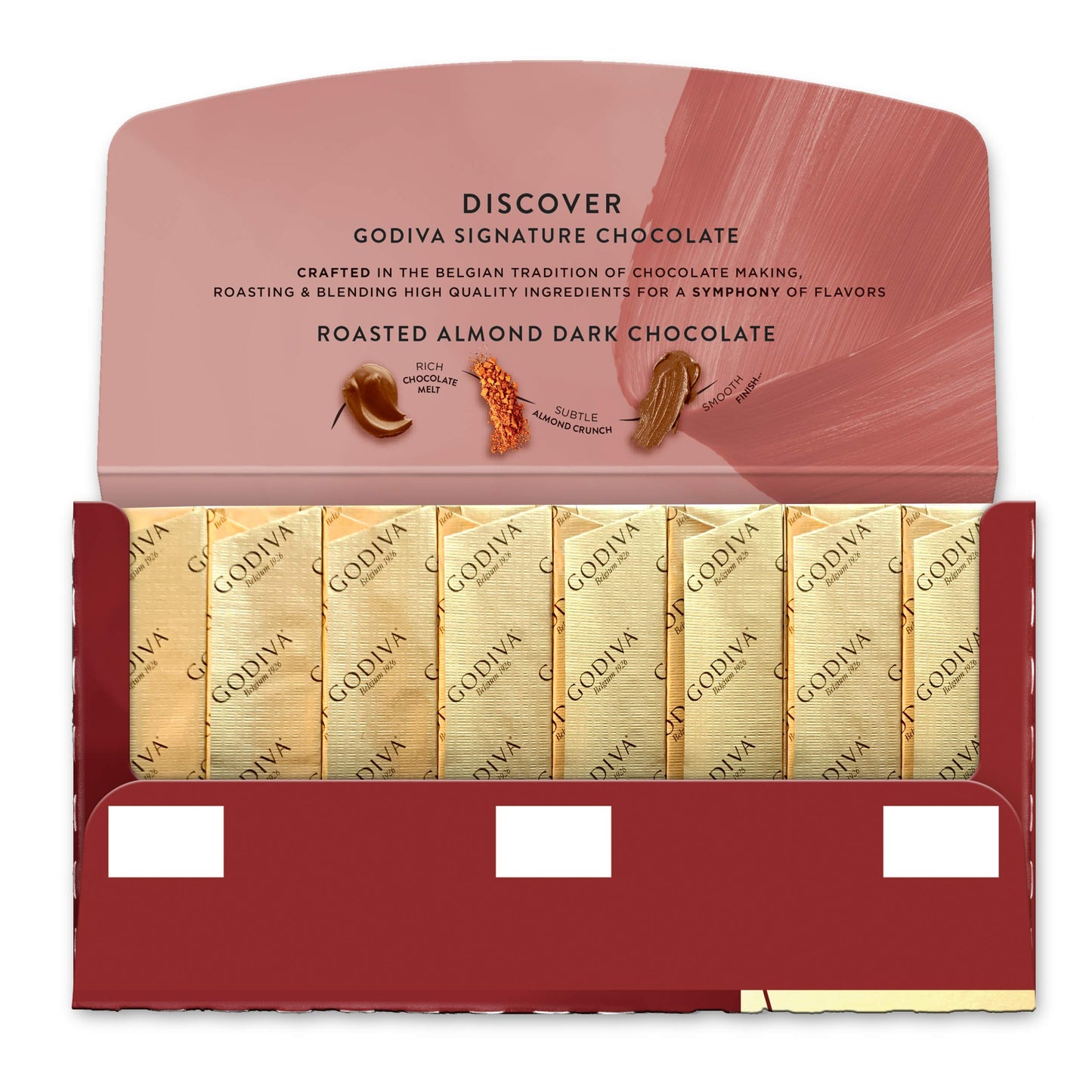Godiva Roasted Almond Dark Chocolate Mini Bars, Individually Wrapped Snacks, Rich Dark Chocolate with Crunchy Almond Pieces, Shareable & On-the-Go Treat, 12 Ct, 8pc each