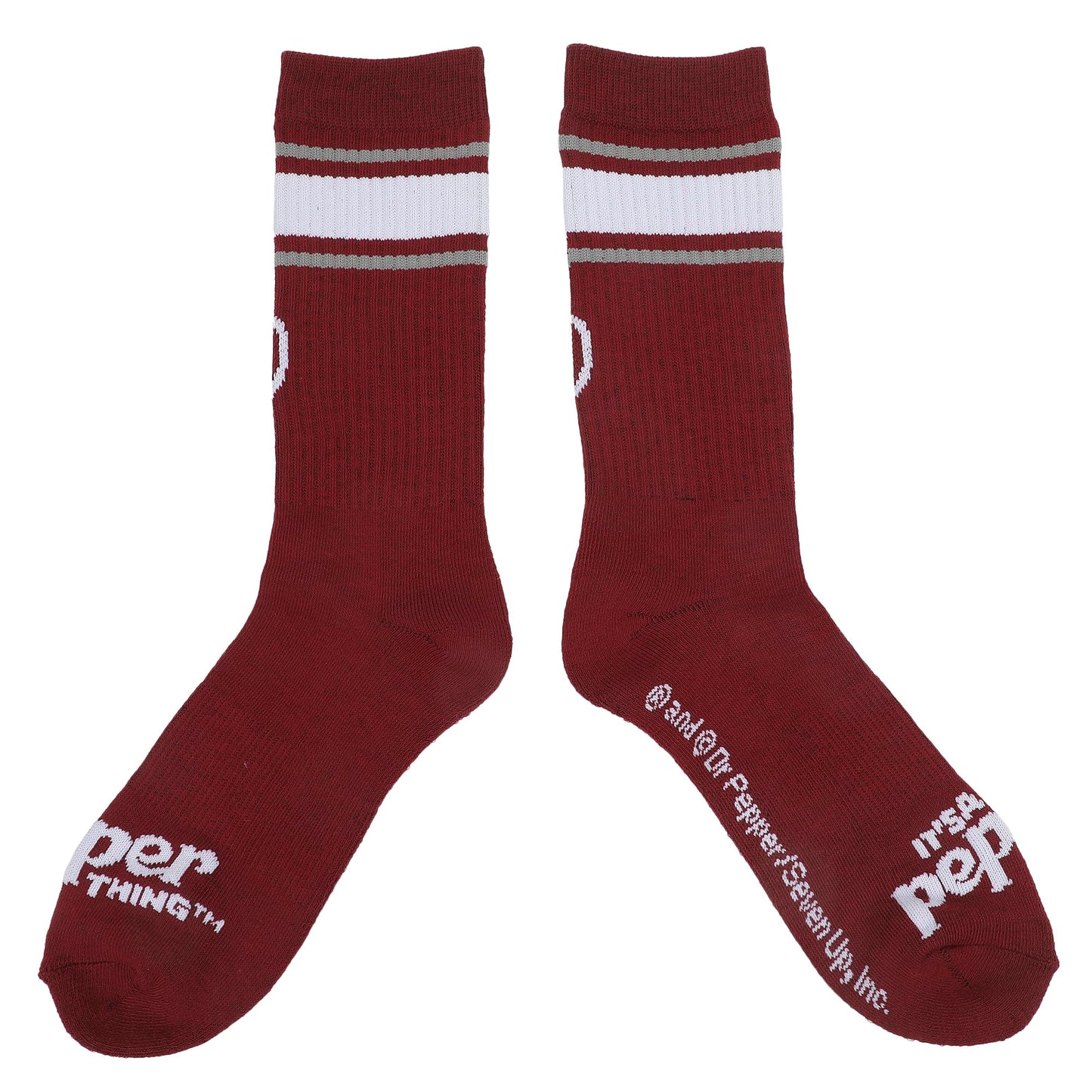 Bioworld Dr Pepper Classic Logo Maroon Men’s Athletic Crew Socks