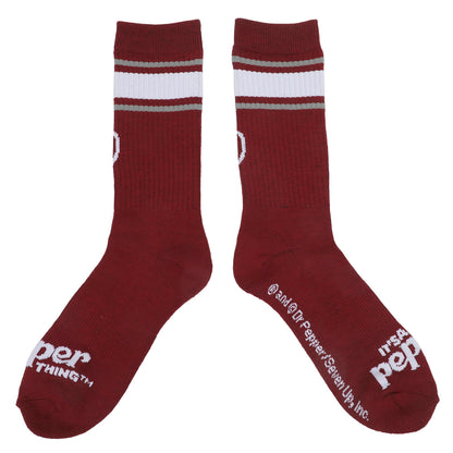 Bioworld Dr Pepper Classic Logo Maroon Men’s Athletic Crew Socks