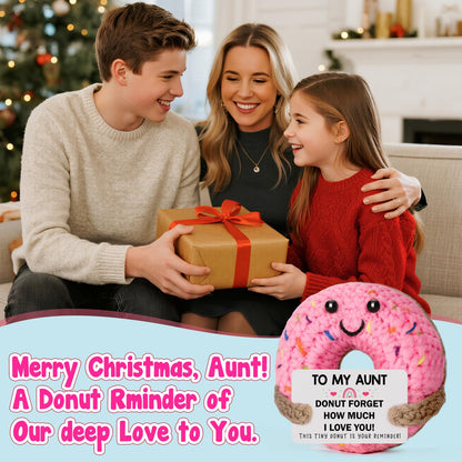 Aunt Birthday Gifts for Women - to My Aunt, Small Cute Funny Handmade Crochet Donut Christmas Mother's Day Birthday Gifts for Best Aunts Aunty Auntie Ever from Niece Nephew