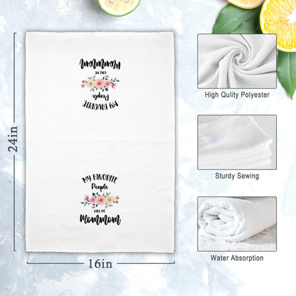 Mommom Grandma Kitchen Towels, My Favorite People Call Me Mommom Gifts for Grandma Birthday Christmas Mother's Day Mom,Floral Hand Towels Decor for Bathroom,Rustic Dish Tea Towel Home 16x24in
