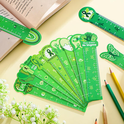 Skyygemm 120 Pcs Mental Health Awareness Bookmarks Ruler Bulk Gifts Green Positive Psychology Affirmations Therapy Inspirational Spiritual Gifts Mental Health Month Events Book Markers for Students