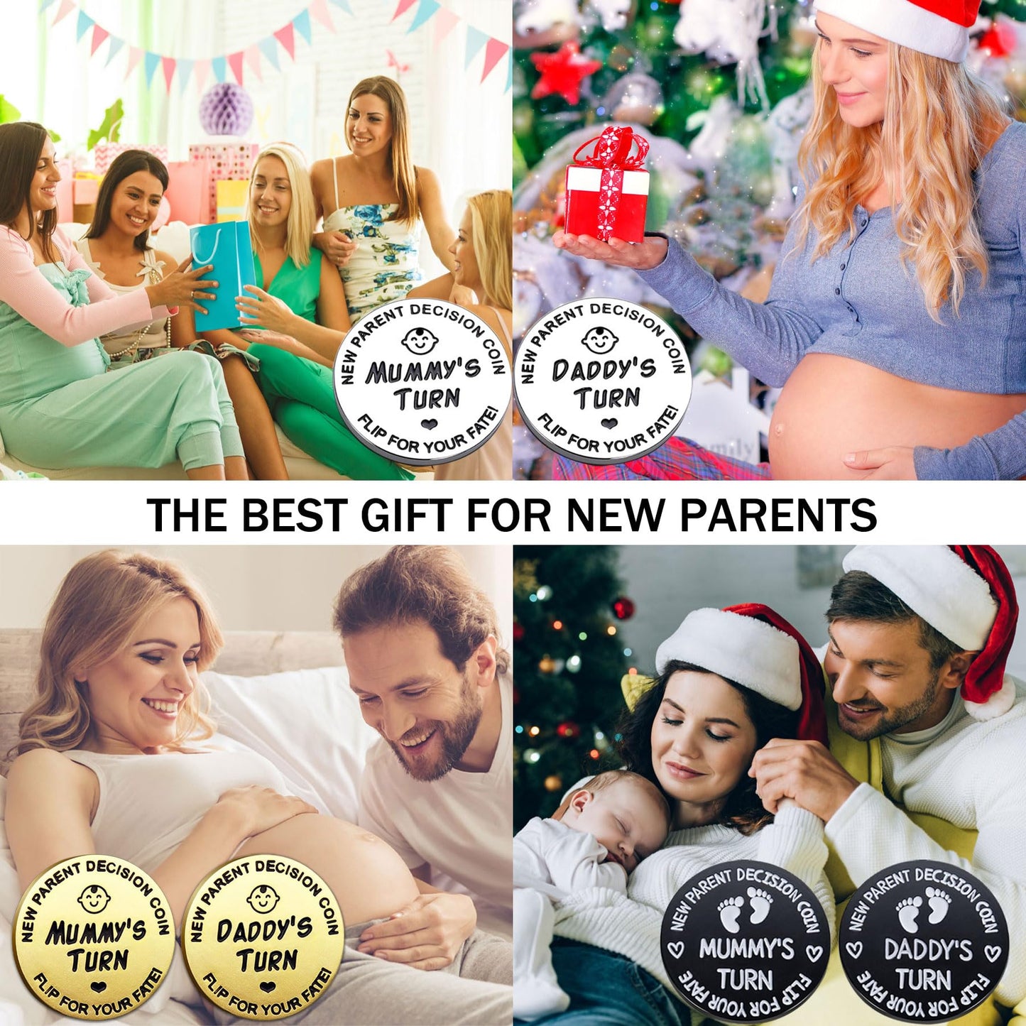 Funny New Parents Decision Gift,Pregnancy Gifts New Dad Mom Gifts,New Parents Gifts for Couples Halloween Thanksgiving Christmas Gift for First Time to be Moms Dads Daddy Mummy Double Sided