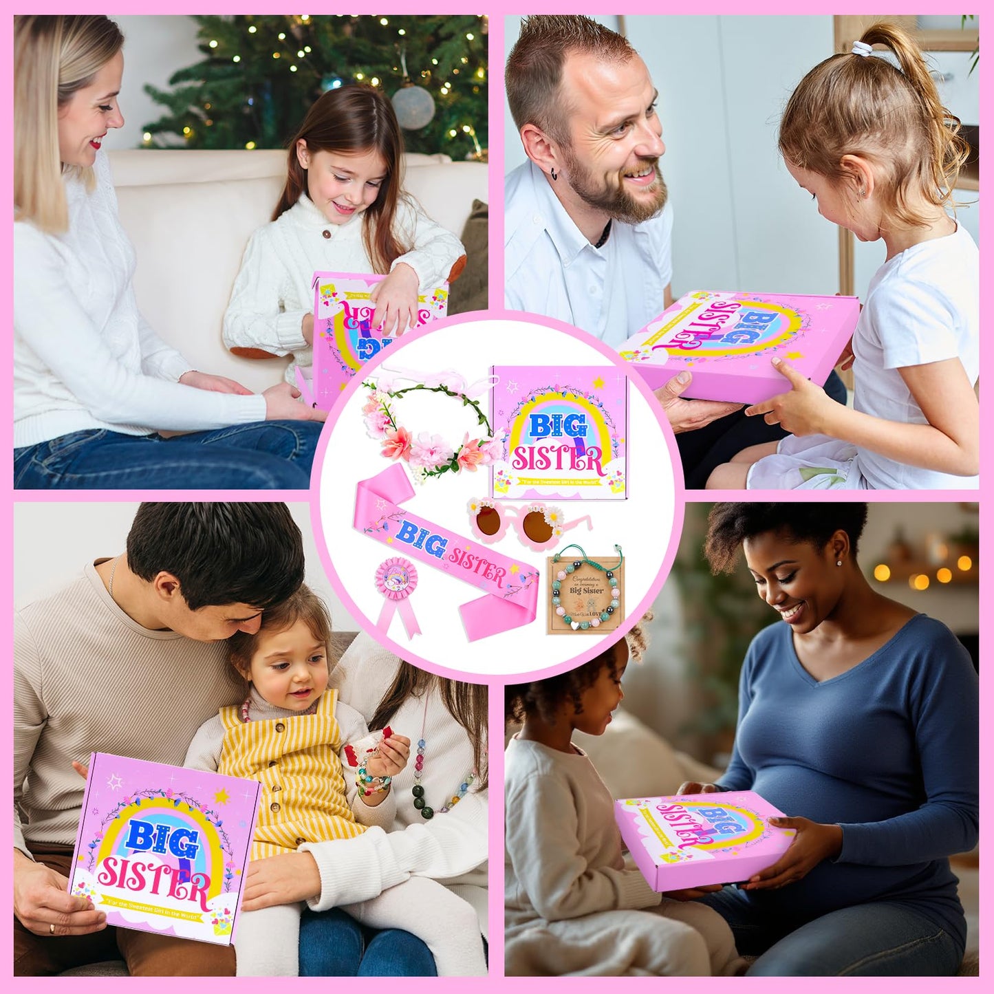 JAPDNK Big Sister Gifts for Girls, Birthday Gifts for Girls Age 1–5, Baby Girl Gift, Toddler Girl Presents, First Birthday Gift for 1 Year Old Girl, Cute Pink Presents for Little Sister