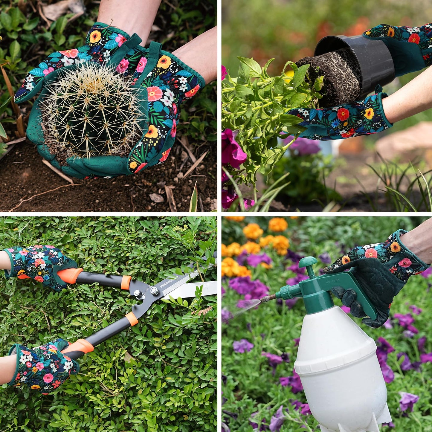 Trifabricy Gardening Gloves for Women, Breathable Leather Garden Gloves with Grip, Thorn-Proof Puncture-Resistant Work Gloves
