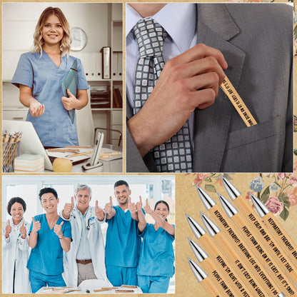 Gersoniel 20 Sets Respiratory Therapist Gifts Bulk Nurse Week Gifts Retractable Bamboo Ballpoints with Appreciation Bookmark Card Thank You Pen for Rt Nurse Nursing Doctor Graduation Staff Office