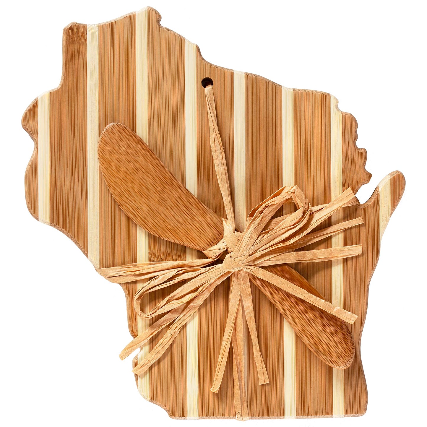 Totally Bamboo Wisconsin Charcuterie Board with Spreader Knife Gift Set, 9-5/8" x 8-7/8”