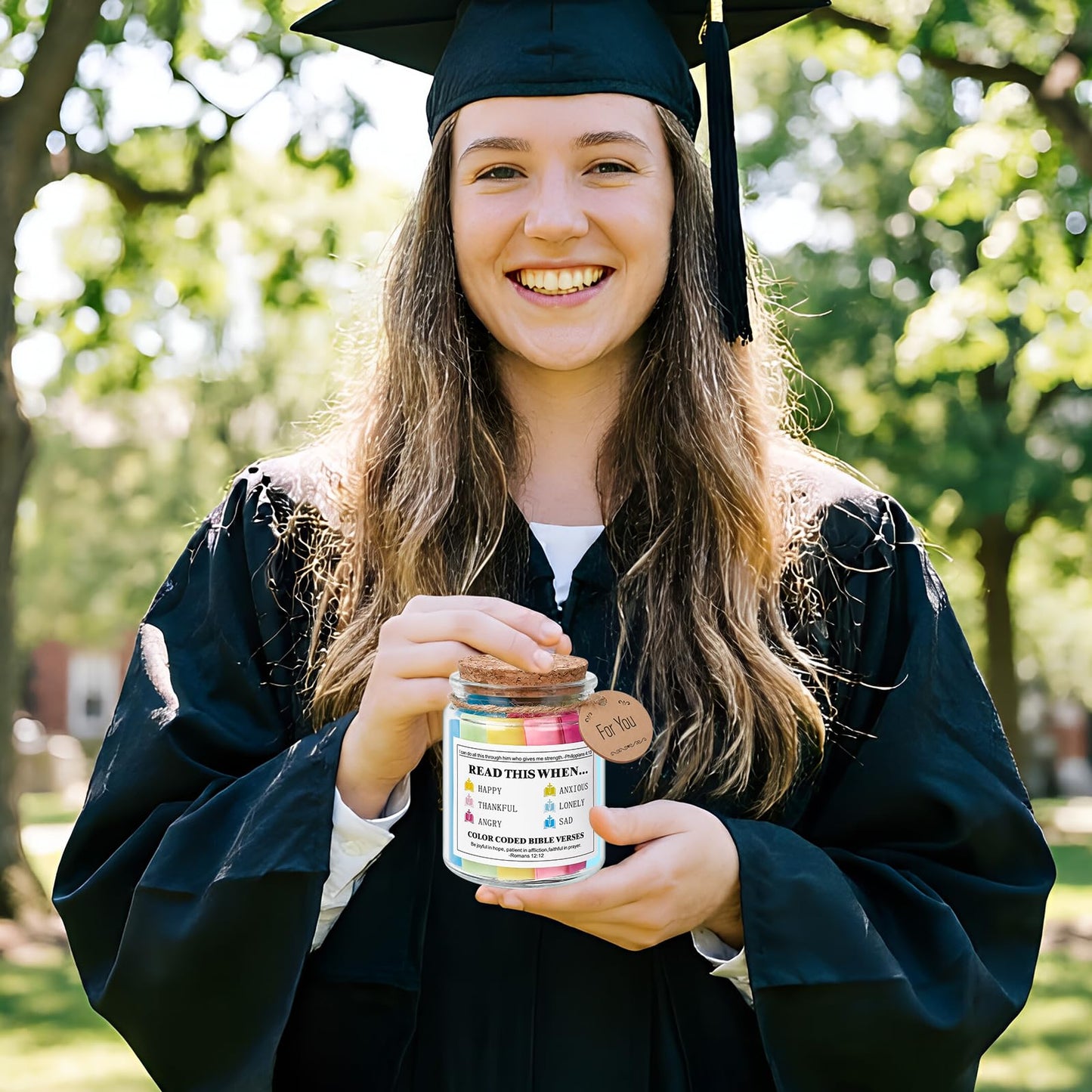 Graduation Gifts for Women Her - Bible Verse Jar Christian Gifts for Women Sister Mom Wife Daughter Dad, Fathers Day Birthday Christmas Stocking Stuffers Mothers Day Presents Religious Jar
