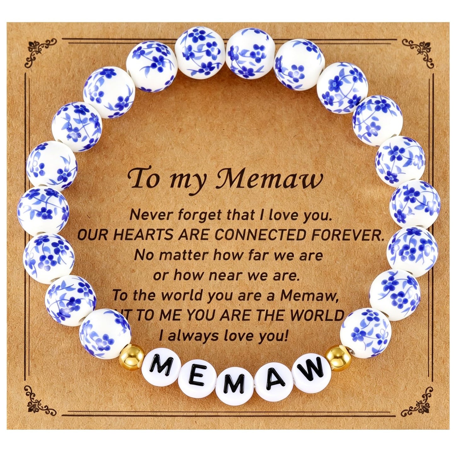 Memaw Gifts from Grandkids Grandchildren for Birthday Beaded Jewelry Best Memaw Bracelet