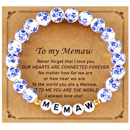 Memaw Gifts from Grandkids Grandchildren for Birthday Beaded Jewelry Best Memaw Bracelet