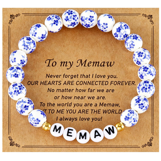 Memaw Gifts from Grandkids Grandchildren for Birthday Beaded Jewelry Best Memaw Bracelet