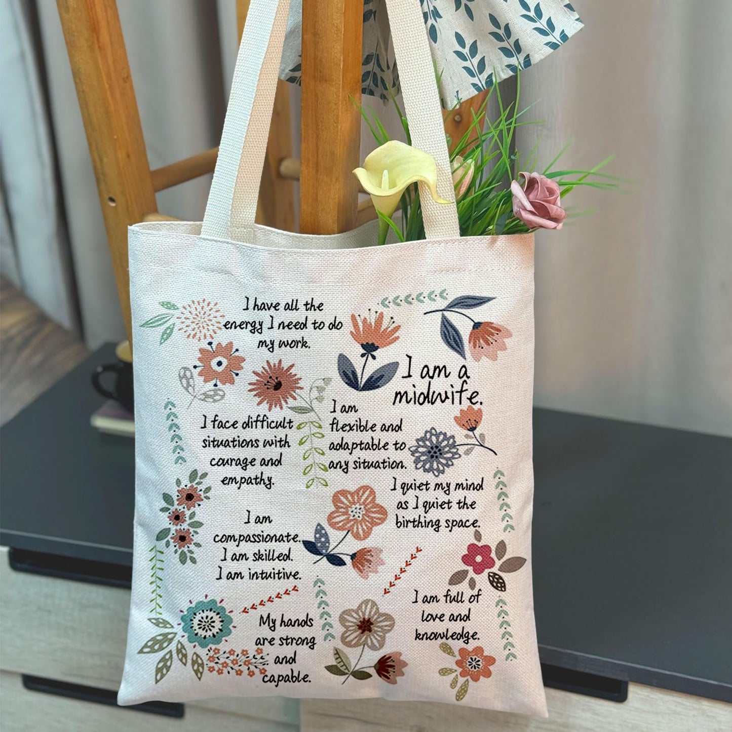MAOFAED Midwife Canvas Tote Bag For OB Nurse, Obstetrician, Gynecologist Thank You Gift