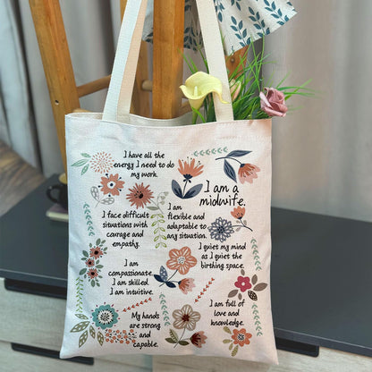 MAOFAED Midwife Canvas Tote Bag For OB Nurse, Obstetrician, Gynecologist Thank You Gift