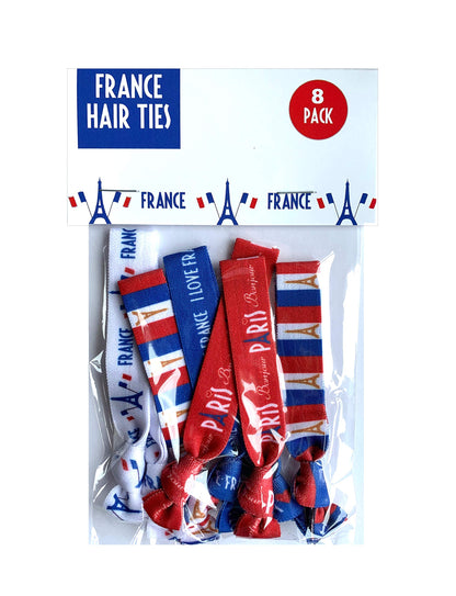 8 Count Hair Ties - French Accessories - French Gifts - Paris - Bonjour - Four Colors