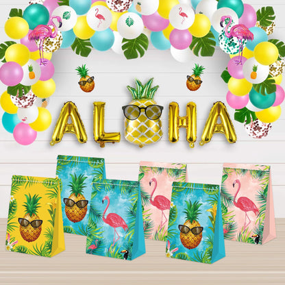 24Pcs Flamingo Goody Bags Hawaiian Gift Bags Luau Party Bags Flamingo Party Supplies Tropical Pineapple Party Favors Flamingo Birthday Party Supplies for Kids