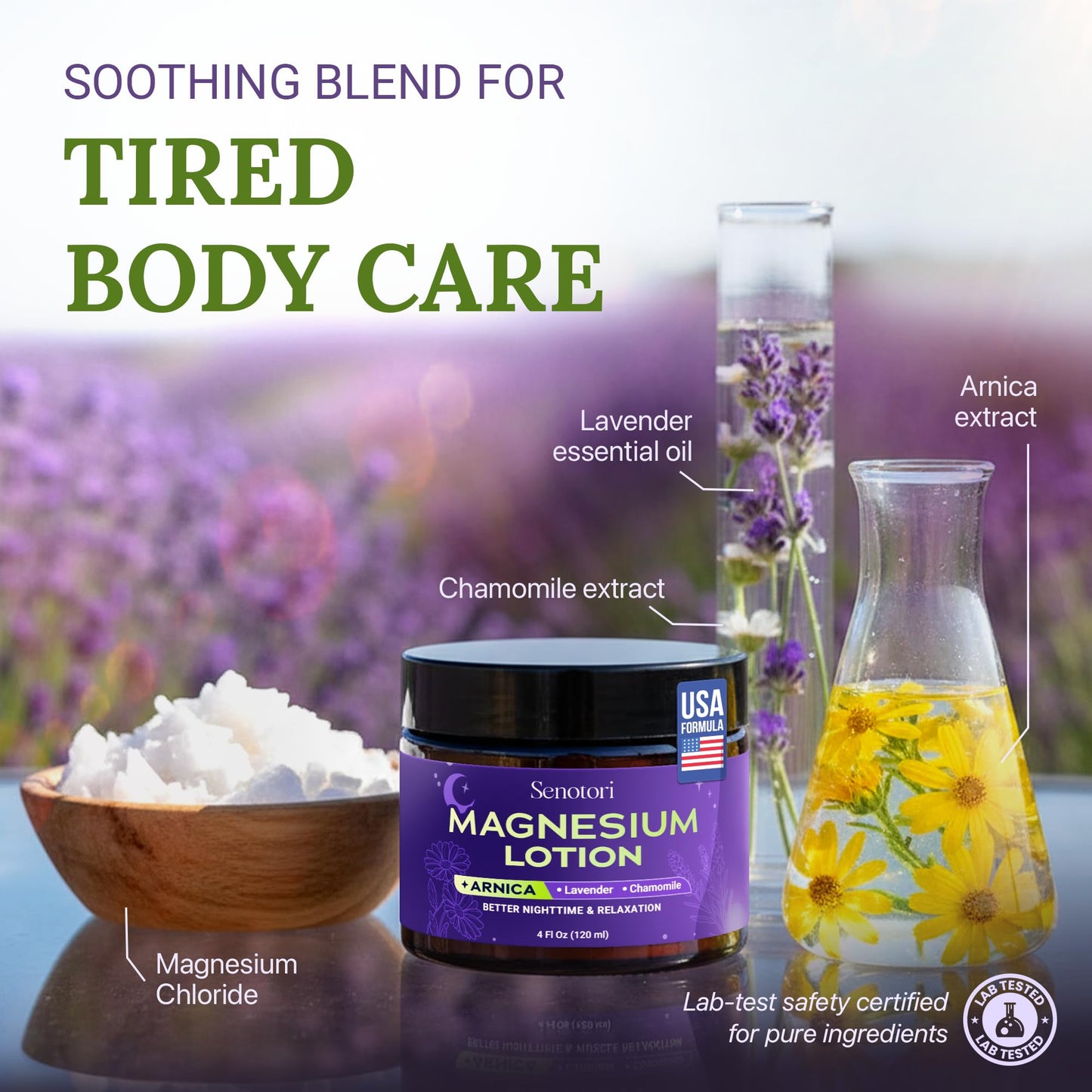 Nighttime Magnesium Lotion with Arnica & Lavender, Chamomile, Topical Magnesium Cream for Daily Body Massage, Thoughtful for Father’s Day Gifts - Relaxation Gifts for Women, Mom & Dad