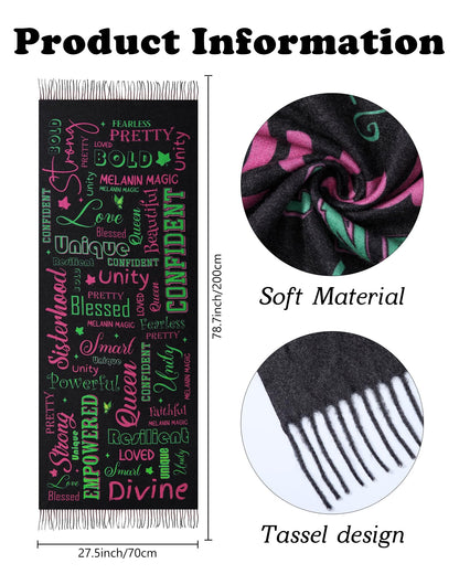 A-ka Sorority Gifts for Women - Black Pink Green Scarf Shawl Blanket with Tassel, Sorority Stuff Paraphernalia Party Favor 81 * 31 Inches