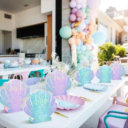 ALOVYY Mermaid Party Favor Bag Seashell Gift Bags for Shell Mermaid Birthday Decorations and Under the Sea Theme Party Ocean Beach Goodie Treat Supplies