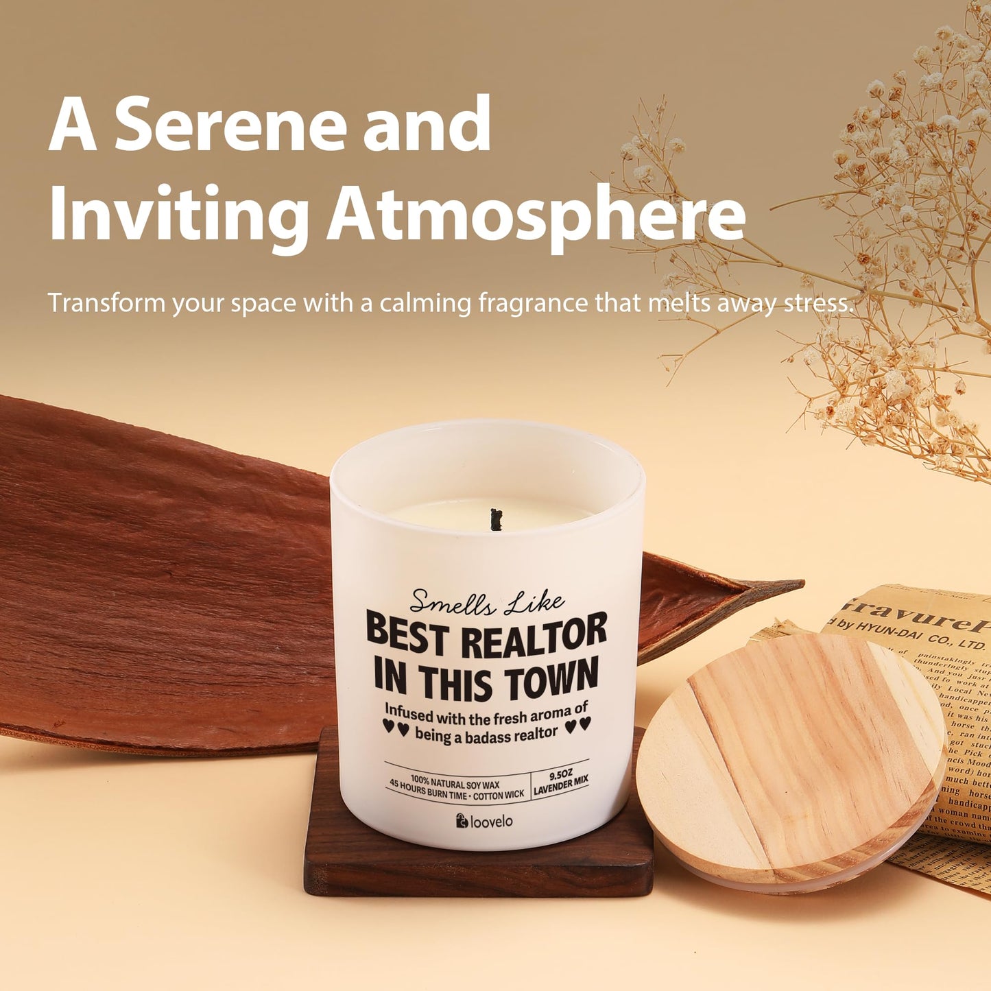 Smells Like Best Realtor in This Town Realtors Gifts Brokers Real Estate Agents Closing Gifts for Realtor Salesman Saleswomen Scented Candle for Home Office Jar Candle Floral Lavender Scent 9.5 oz