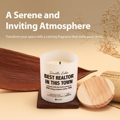 Smells Like Best Realtor in This Town Realtors Gifts Brokers Real Estate Agents Closing Gifts for Realtor Salesman Saleswomen Scented Candle for Home Office Jar Candle Floral Lavender Scent 9.5 oz