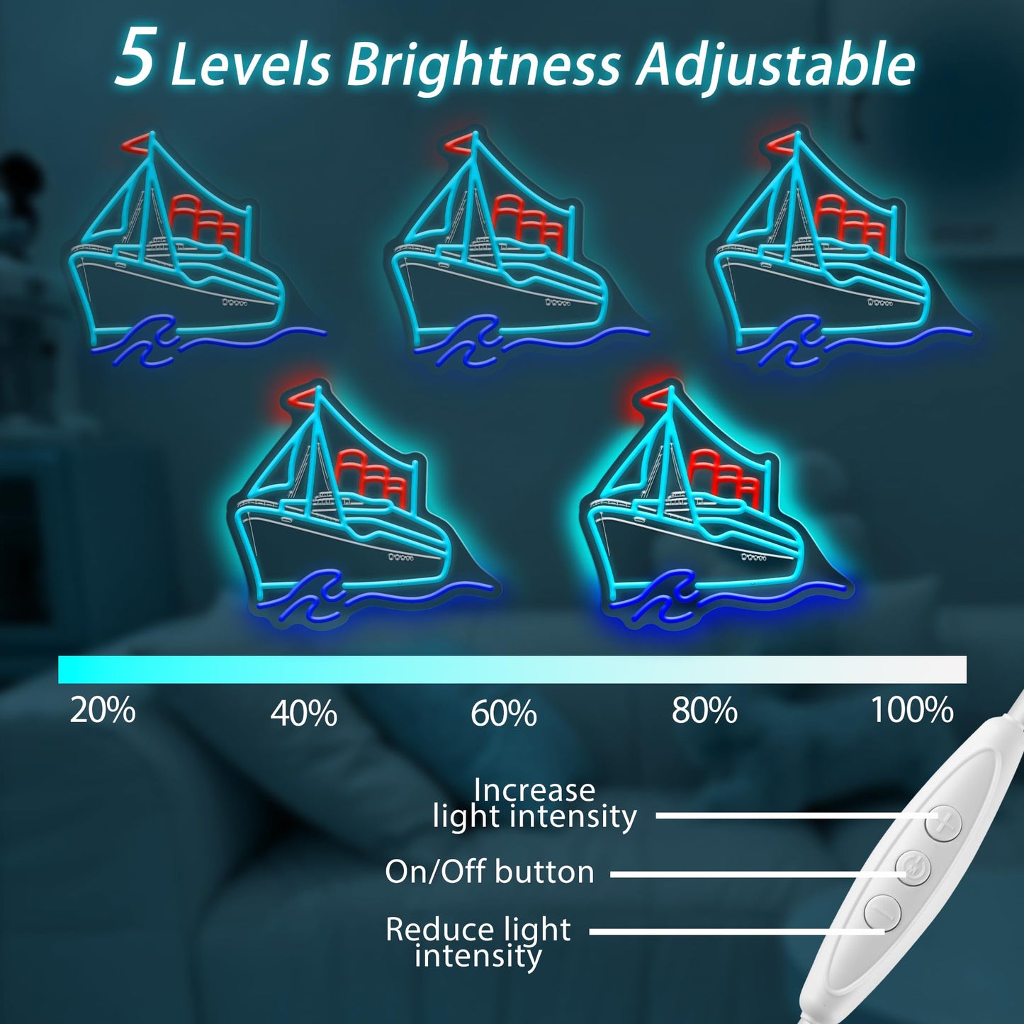 Titanic Neon Sign The Titanic Gifts for Kids Room Decor Boys Led Lights for Bedroom USB Power Titanic Night Light Birthday Gifts for Women Men
