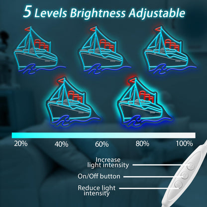 Titanic Neon Sign The Titanic Gifts for Kids Room Decor Boys Led Lights for Bedroom USB Power Titanic Night Light Birthday Gifts for Women Men