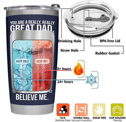 Fathers Day Gift for Dad from Daughter, Son, Kids - Funny Fathers Day Tumbler - Gifts for Husband from Wife - Present for Father - Dad Birthday Gift, Insulated Stainless Steel Tumbler 20oz, Navy