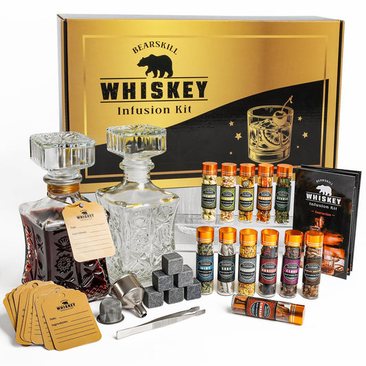 Whiskey Infusion Kit, DIY Alcohol Making Kit for Infusing Bourbon, Rye, Gin, Vodka, Tequila, Rum with Custom Botanicals, Perfect Alcohol Infusion Kits Whiskey Gifts for Men, Dad, Husband