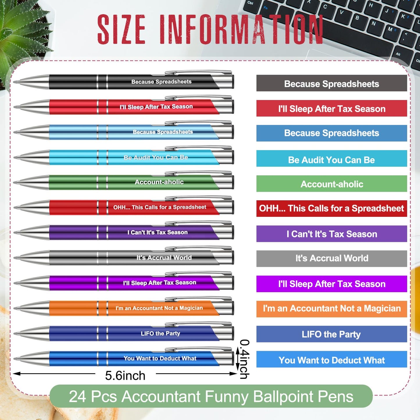 24 Pcs Funny Accountant Ballpoint Pens, Be Audit You Can Be Funny Accountant Gifts, Ballpoint Writing Pens Accounting Firm, Inspirational Gifts for Cpa Friends Women Coworkers Office Supply