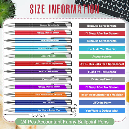 24 Pcs Funny Accountant Ballpoint Pens, Be Audit You Can Be Funny Accountant Gifts, Ballpoint Writing Pens Accounting Firm, Inspirational Gifts for Cpa Friends Women Coworkers Office Supply