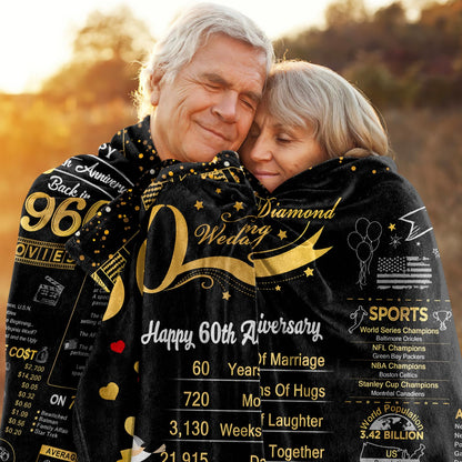 elseven 60th Anniversary Wedding Gift 60 Year Anniversary for Couples Wife Husband Best Anniversary Blanket Present Throw Blanket 50 x 60 Inch