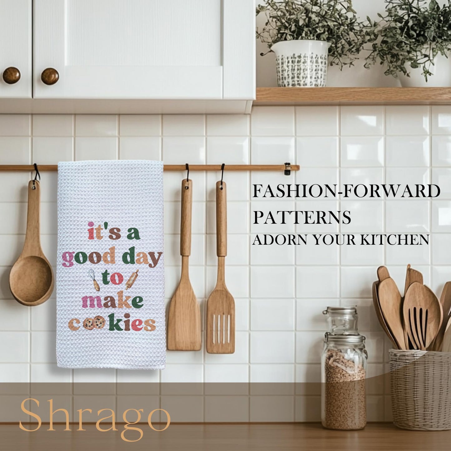 Funny Baking Gifts Kitchen Towels, Gifts for Bakers Cookie Lovers Dish Tea Towels for Kitchen, It's a Good Day to Make Cookies Decorative Hand Towel, 16x24 Inch