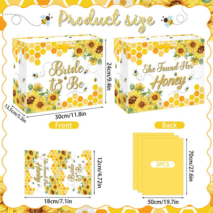 Bride Gift Bag Bee Bridal Shower Party Gift Bags with Tissue Paper and Card Bridal Gift Wrapping Paper Bag Honey Bee Sunflower Bachelorette Engagement Wedding Bags for Bride to Be Party Decorations