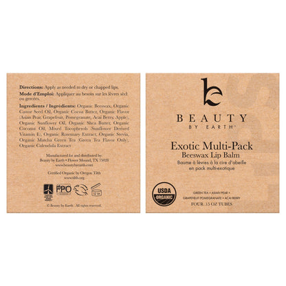 USDA Organic Lip Balm - USA Made with Natural Ingredients, 4 Pack Multi Flavor Lips Moisturizer, Moisturizing Lip Care, Beauty Gifts & Small Birthday Gifts, Moisturizer Chapstick Care for Dry Lips