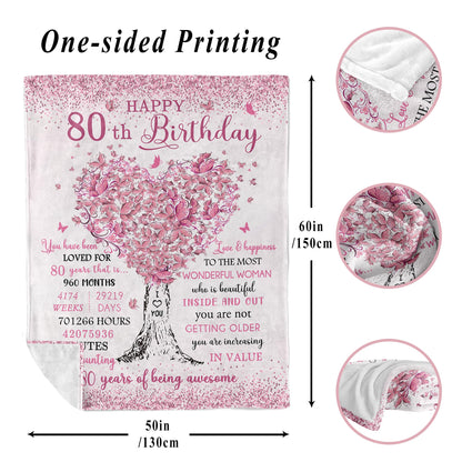 XALAZY 80th Birthday Gifts for Women Blanket 60"X50", 80th Birthday Decorations for Women, Best 80 Year Old Woman Birthday Gifts, 1945 Woman Present, Happy 80 Bday Present for Female Throw